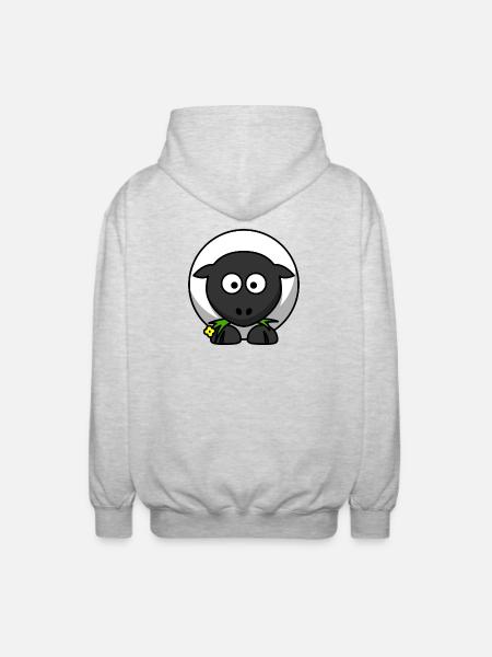 Moonlit Night Sheep Cartoon - Unisex Hooded Jacket - light heather grey