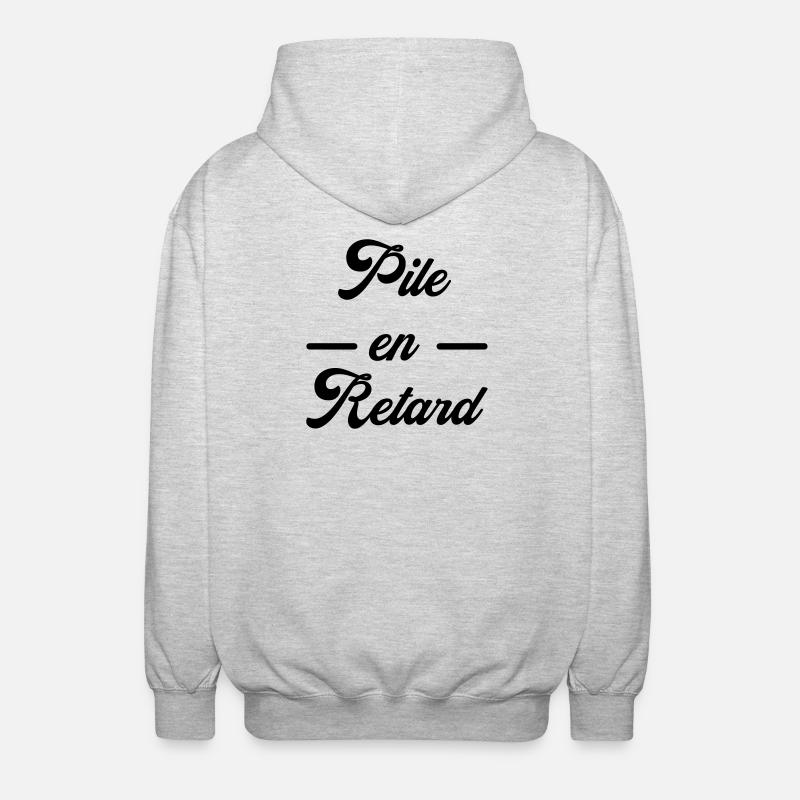 Pile en retard / Humour / Ponctualité - Veste à capuche unisexe - gris clair chiné