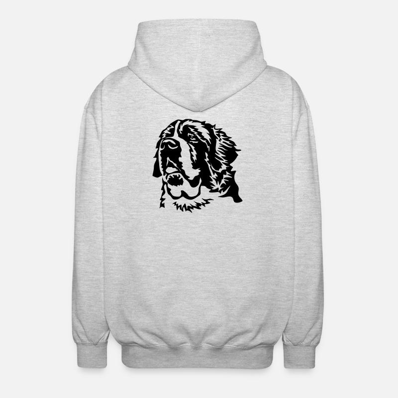 Bernhardiner Kopf - Unisex Kapuzenjacke - Hellgrau meliert