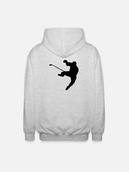 ice hockey shadow image logo - Unisex Hooded Jacket - light heather grey