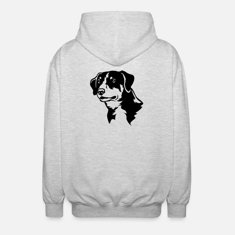 Entlebucher Sennenhund Kopf "Black Edition" - Unisex Kapuzenjacke - Hellgrau meliert