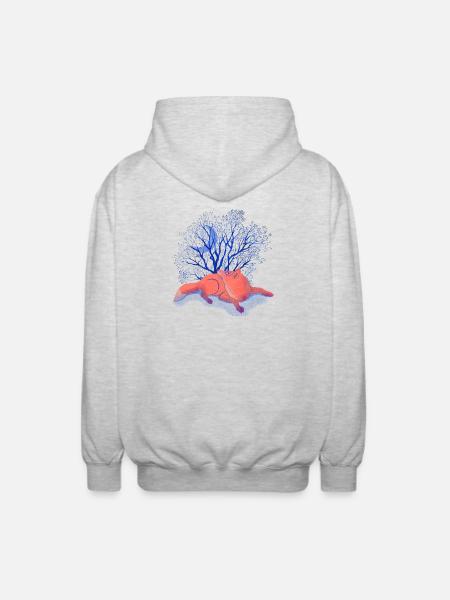 Moon Dreams Under Blue Tree - Unisex Hooded Jacket - light heather grey