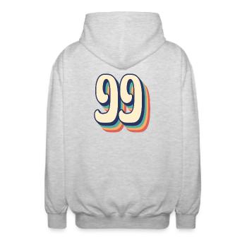 Vintage Retro T-Shirt Nummer 99 Neunundneunzig - Unisex Kapuzenjacke - Hellgrau meliert - Hinten - AI Model Male 185 light (185cm)