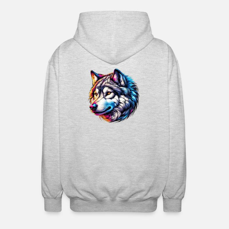 Wolf - Unisex Kapuzenjacke - Hellgrau meliert
