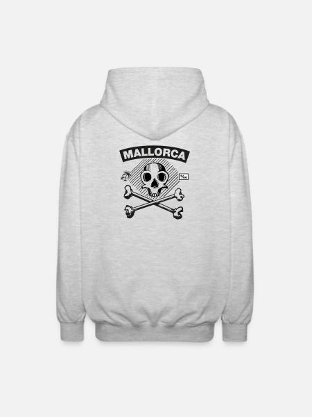 Mallorca – JGA Skull+Bones - Unisex Kapuzenjacke - Hellgrau meliert