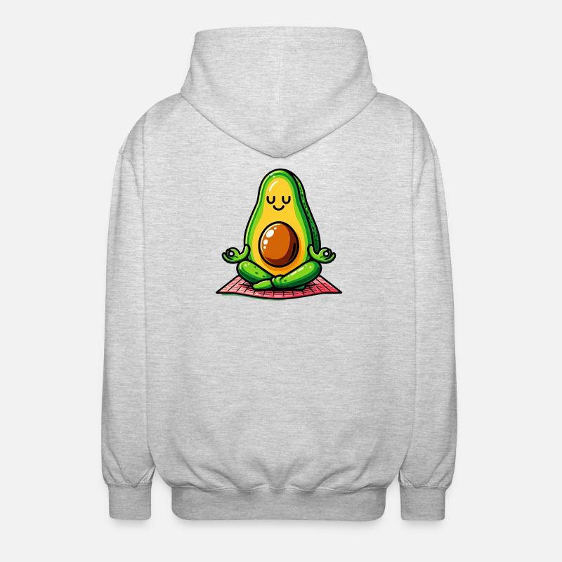 Avocado in Meditation - Unisex Kapuzenjacke - Hellgrau meliert