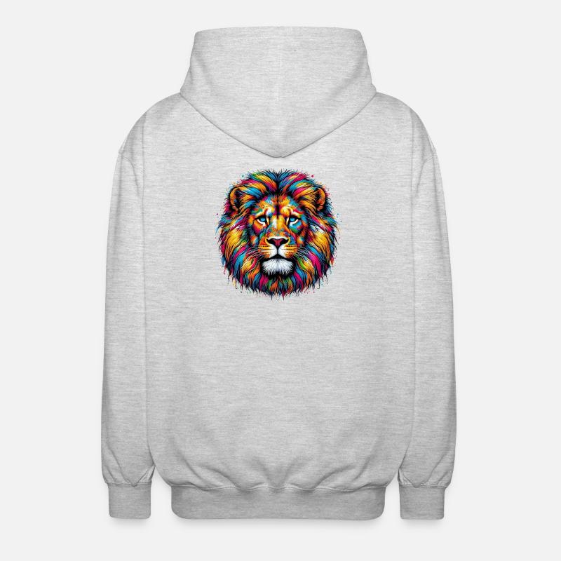 Löwe - Unisex Kapuzenjacke - Hellgrau meliert