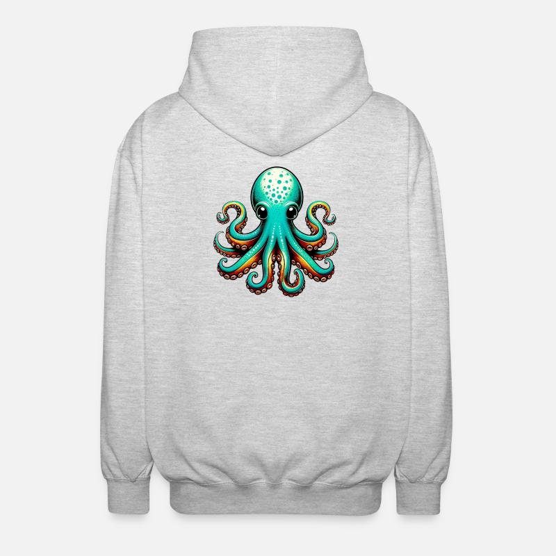 Krake - Unisex Kapuzenjacke - Hellgrau meliert