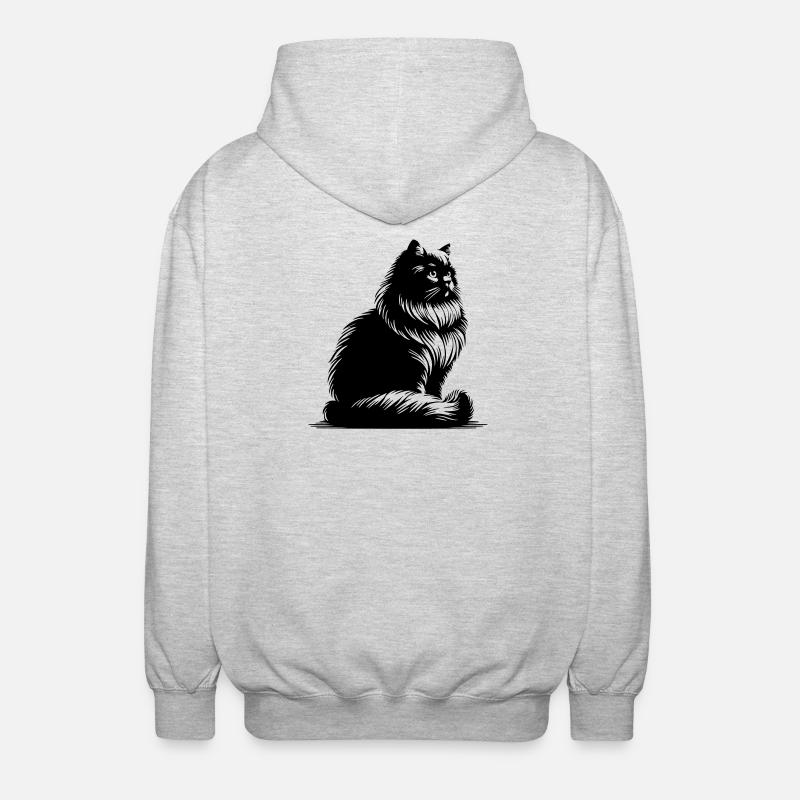 Chat britannique à poil long - Veste à capuche unisexe - gris clair chiné
