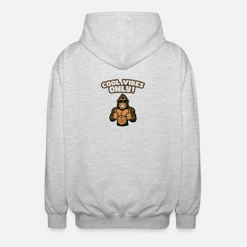 Gorilla mit Cool Vibes - Unisex Kapuzenjacke - Hellgrau meliert