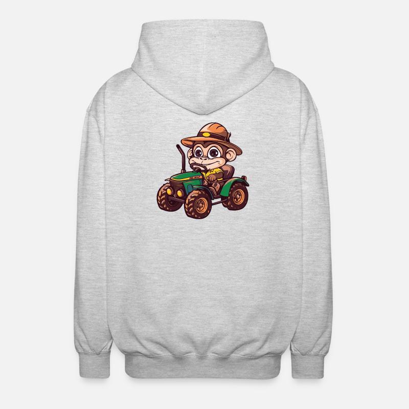 Monkey Tractor Farmer - Unisex Hooded Jacket - light heather grey
