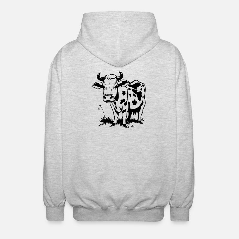 Fermier de cadeaux noirs de vache - Veste à capuche unisexe - gris clair chiné