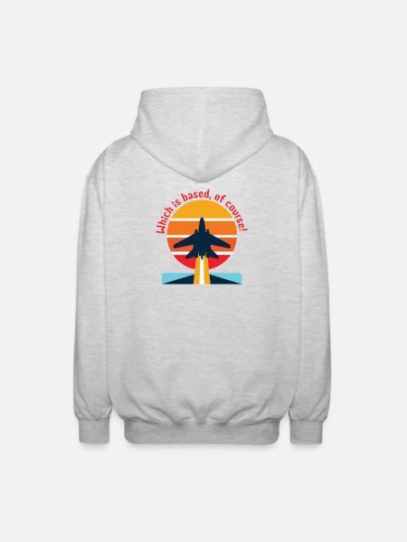Retro airplane in sunset (Based?!) - Unisex Hooded Jacket - light heather grey