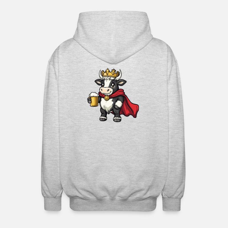 Kuh König Bier - Unisex Kapuzenjacke - Hellgrau meliert
