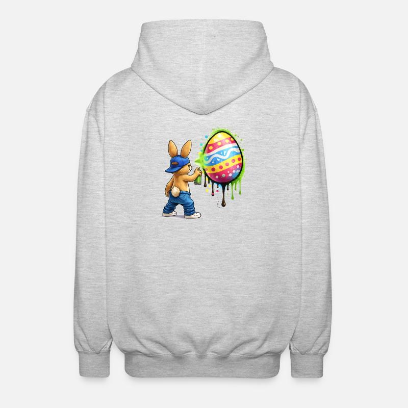 Graffiti Hase mit Osterei - Unisex Kapuzenjacke - Hellgrau meliert