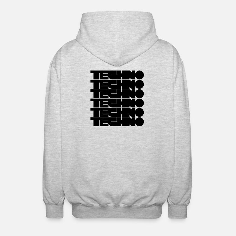 Techno djärv logotypdesign - Luvjacka unisex - ljusgråmelerad