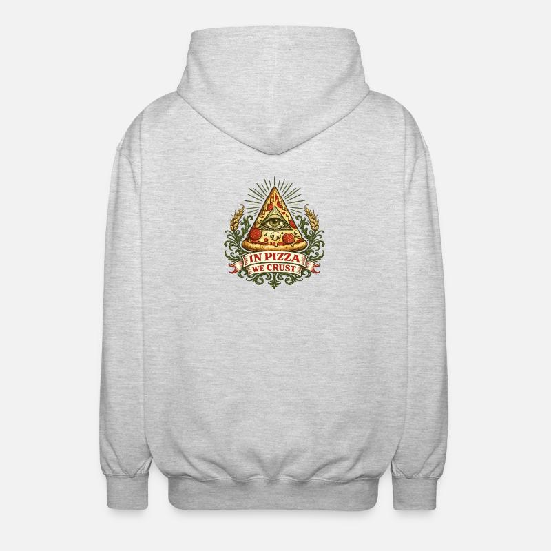 Motto der Pizza Pyramid Augenkruste - Unisex Kapuzenjacke - Hellgrau meliert
