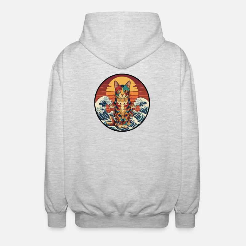 Vagues de coucher de poisson koi - Veste à capuche unisexe - gris clair chiné