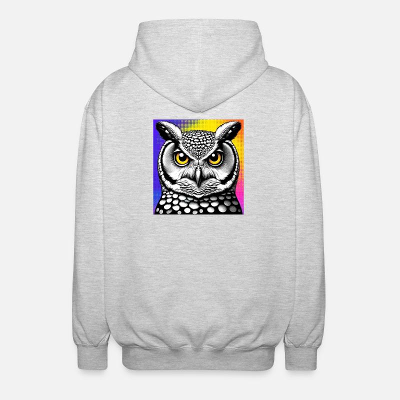 Eule - Unisex Kapuzenjacke - Hellgrau meliert