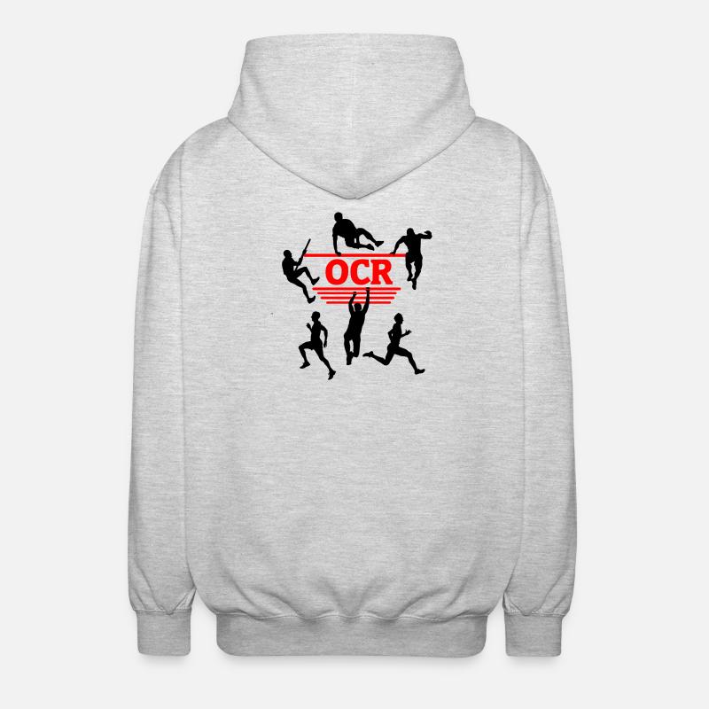 Puissance OCR – Conception de courses d’obstacles - Veste à capuche unisexe - gris clair chiné