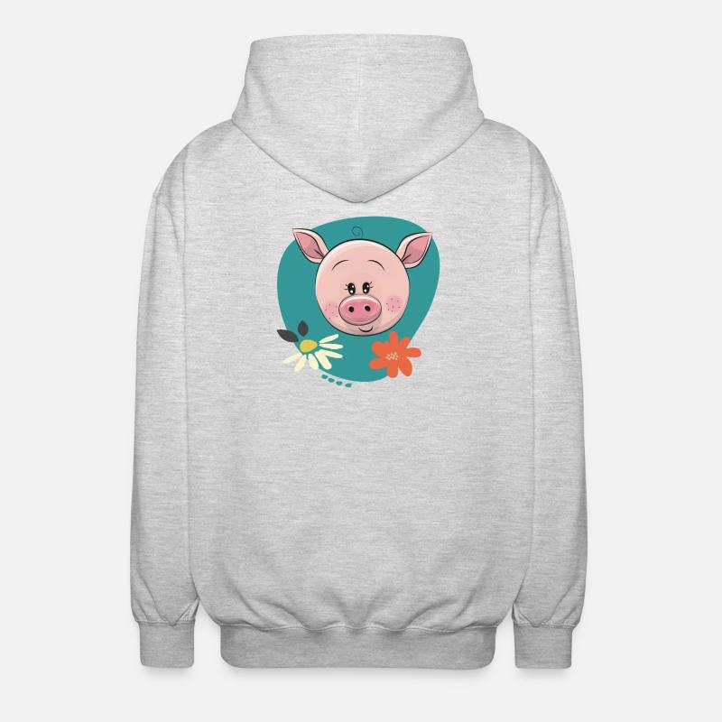 Cochon mignon - Veste à capuche unisexe - gris clair chiné