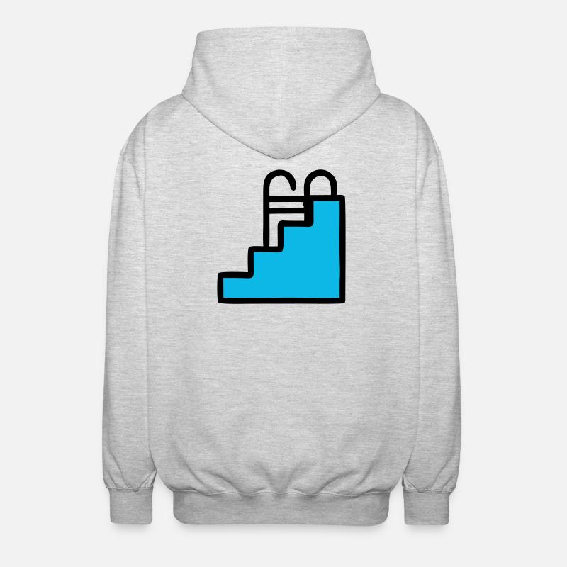 Icône de piscine Échelle de piscine - Veste à capuche unisexe - gris clair chiné