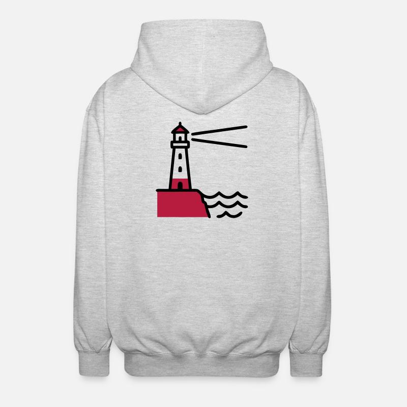 Leuchtturm Küste Maritim Meer - Unisex Kapuzenjacke - Hellgrau meliert