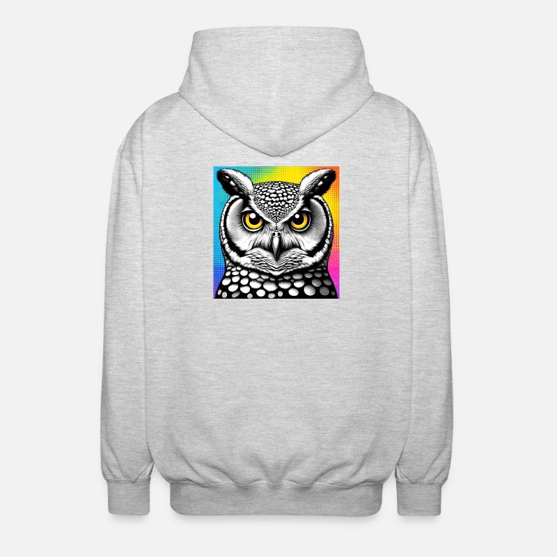 owl - Unisex Hooded Jacket - light heather grey