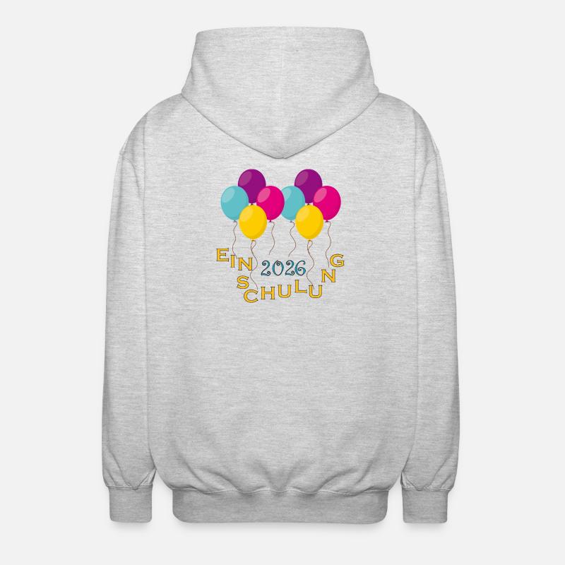 Bunte Ballons Einschulung - Unisex Kapuzenjacke - Hellgrau meliert