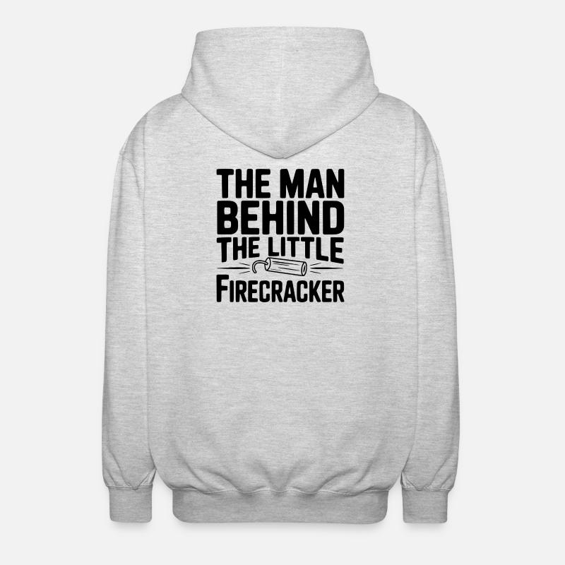 Der Mann hinter dem kleinen Feuerwerkskörper - Unisex Kapuzenjacke - Hellgrau meliert