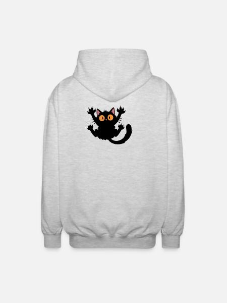 Black Cat Gripped Humor - Unisex Hooded Jacket - light heather grey