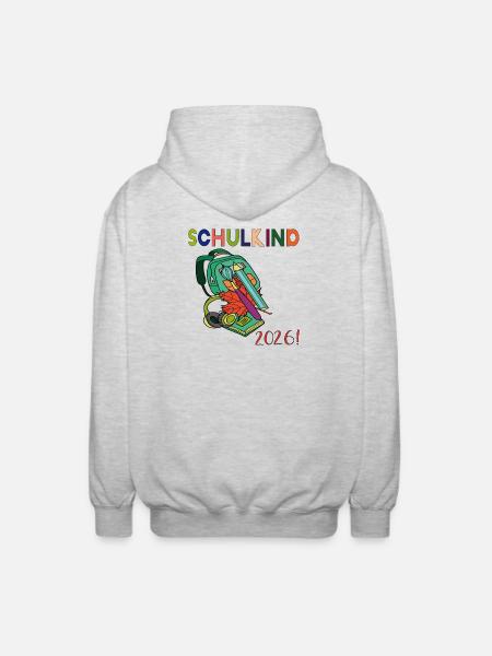 Schulkind 2026: - Unisex Kapuzenjacke - Hellgrau meliert