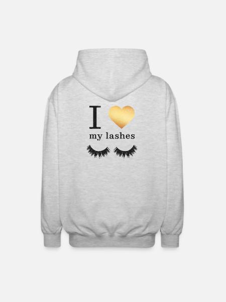 I love my Lashes - Unisex Hooded Jacket - light heather grey