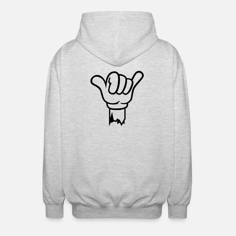 geste hand shaka - Unisex Kapuzenjacke - Hellgrau meliert