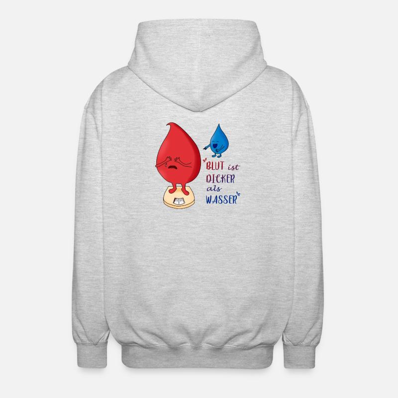 Blut ist dicker als Wasser - Unisex Kapuzenjacke - Hellgrau meliert