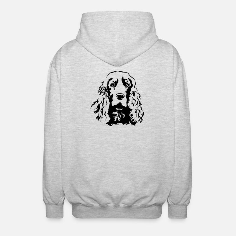 Cocker Spaniel head - Unisex Hooded Jacket - light heather grey