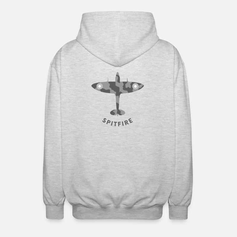 Avion de chasse de Spitfire - Veste à capuche unisexe - gris clair chiné