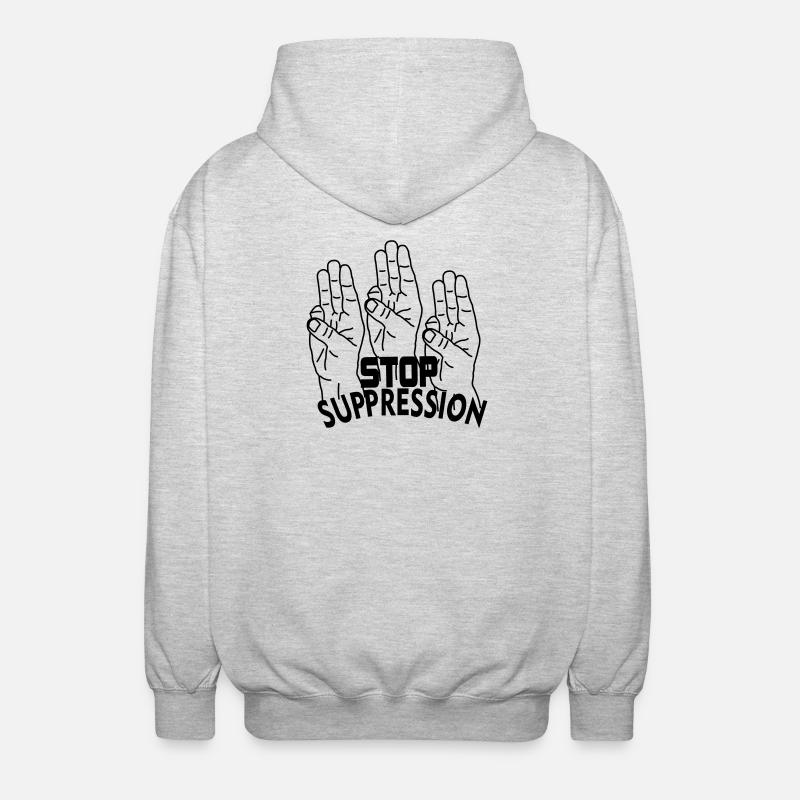 Hand gesture stop suppression - Unisex Hooded Jacket - light heather grey