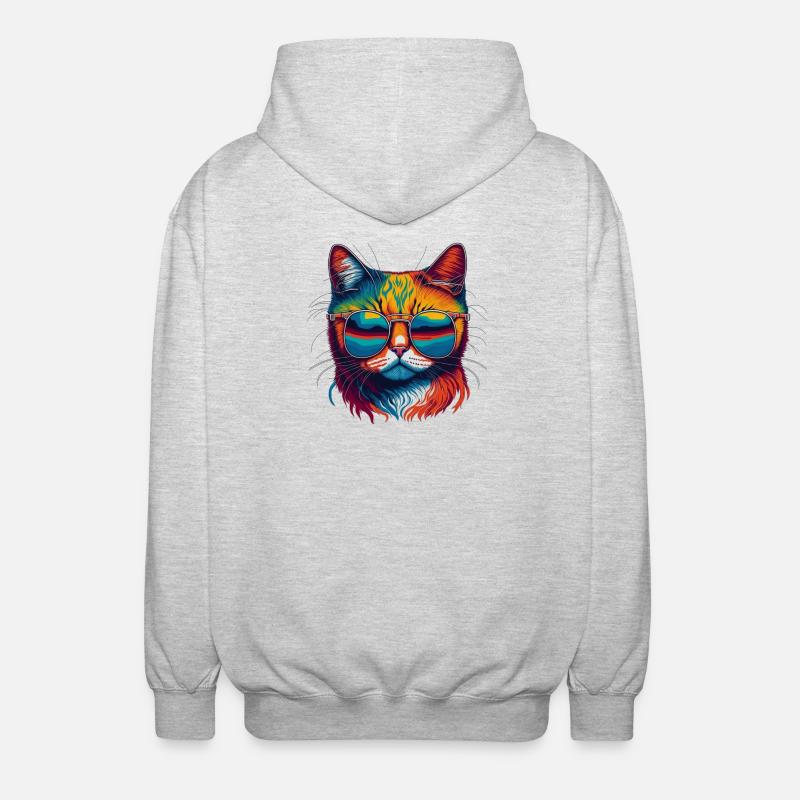 Chat cool - Veste à capuche unisexe - gris clair chiné