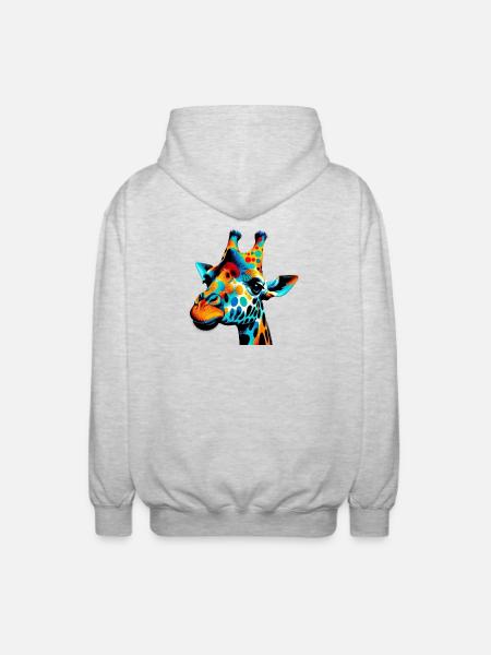 Giraffe Pop Art - Unisex Hooded Jacket - light heather grey