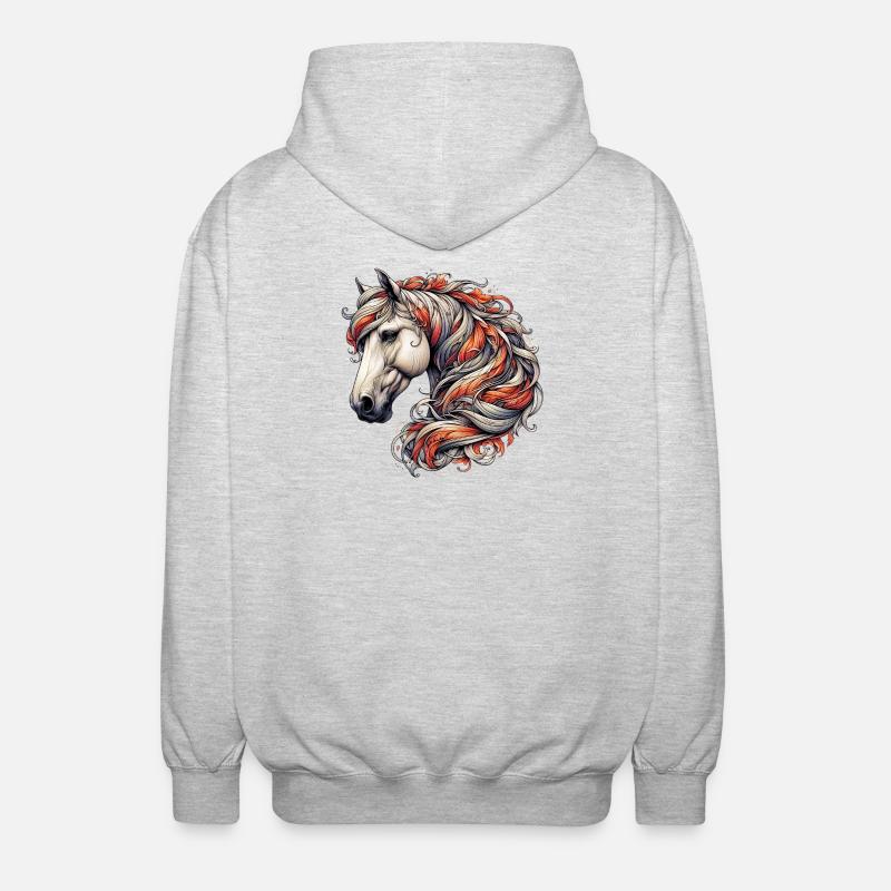 Pferd - Unisex Kapuzenjacke - Hellgrau meliert