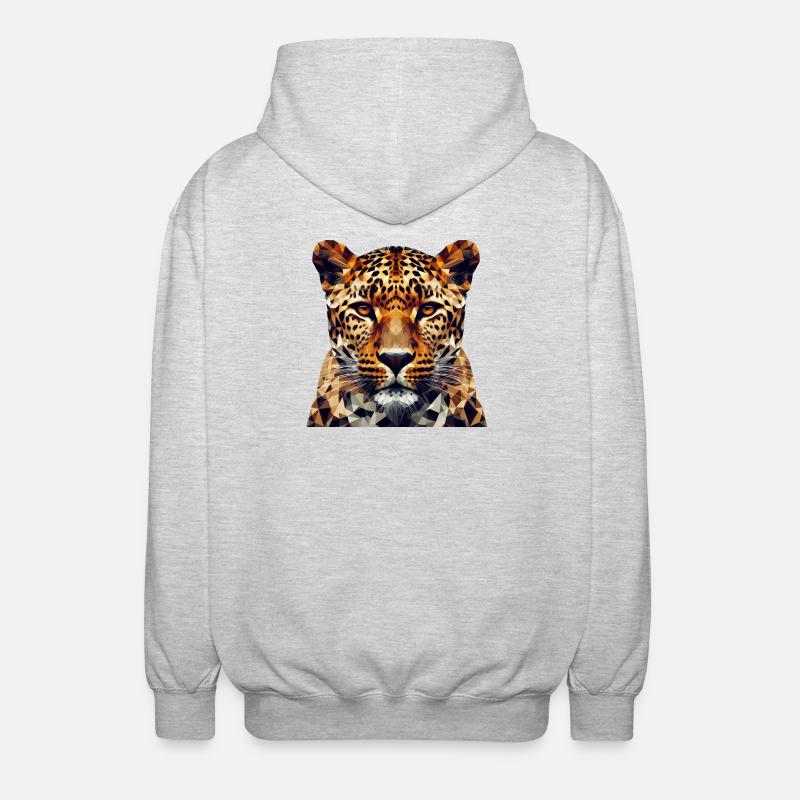 Leopard im Polygon-Stil - Unisex Kapuzenjacke - Hellgrau meliert