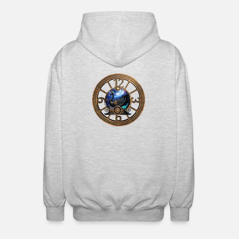 Schwarzer Steampunk-Schwan - Unisex Kapuzenjacke - Hellgrau meliert