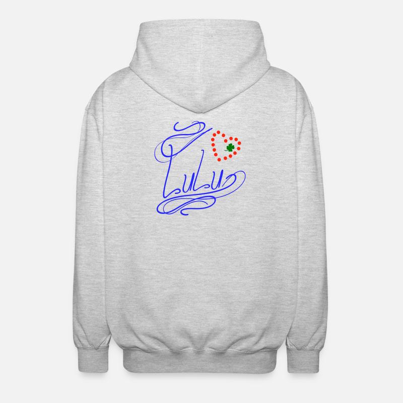 Lulu avec cœur et trèfle - Veste à capuche unisexe - gris clair chiné