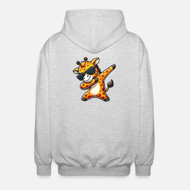 Dab Giraffe Sunglasses Cool Cartoon - Unisex Hooded Jacket - light heather grey