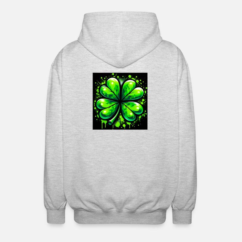 Vierblättriges Kleeblatt - Unisex Kapuzenjacke - Hellgrau meliert