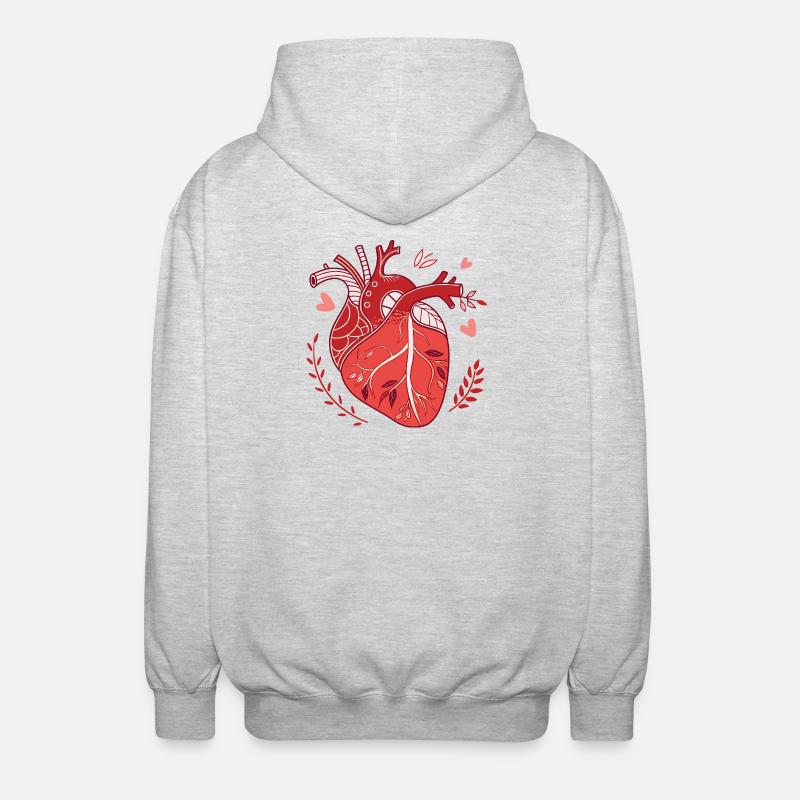 Coeur anatomique dans un style moderne - Veste à capuche unisexe - gris clair chiné