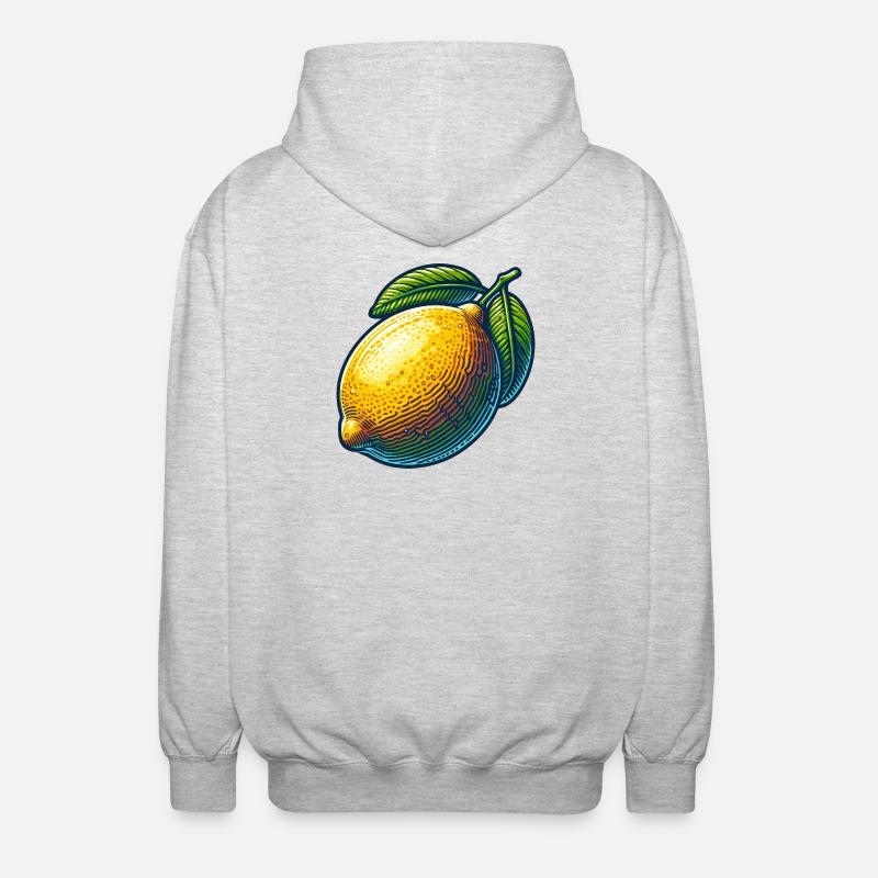 Citron éclatant et feuilles vertes - Veste à capuche unisexe - gris clair chiné