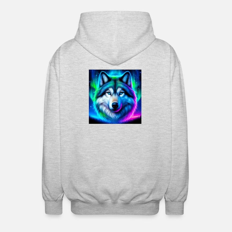 Wolf - Unisex Hooded Jacket - light heather grey