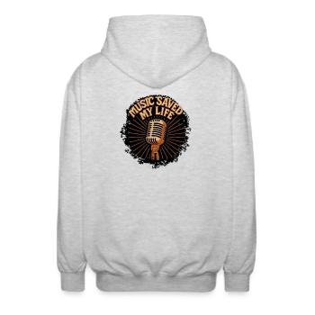 T-shirt de musique rétro vintage - Veste à capuche unisexe - gris clair chiné - Dos - AI Model Male 185 light (185cm)